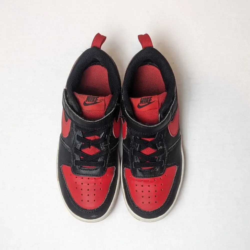 Nike Court Borough Low 2 Leather Sneakers Size 13.5C Black Red Shoes BQ5451-007
